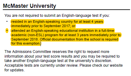 McMaster english request new